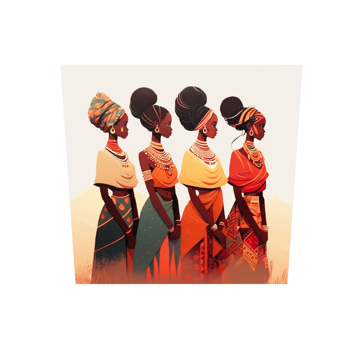 tableau plexiglas avec ilustration d'une tribu de grandes belles femmes africaines, 