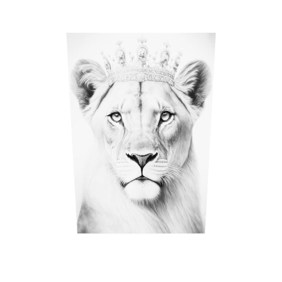 tableau portrait d'une lionne en noir et blanc