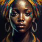 Tableau pop art, portrait de la beauté de la femme noire