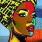 tableau pop art femme africaine, inspiré de l'art de Roy Lichtenstein