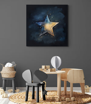 nursery wall art, star on a night sky background