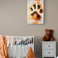 tableau chambre bébé patte de chien mignon, aquarelle, palette orange