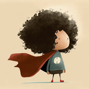 Canvas for a little boy's room, a child superhero with a red cape