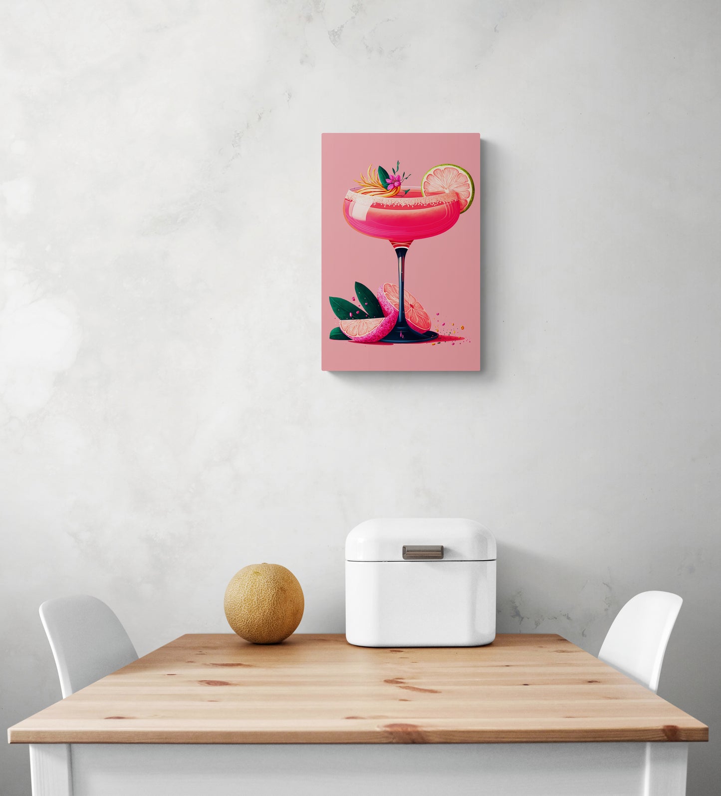 petit tableau deco pour cuisine cocktail rose scandinave