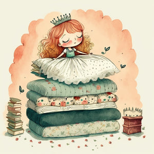 canvas illustration of a princess inspired by the famous fairy tale "The Princess and the Pea