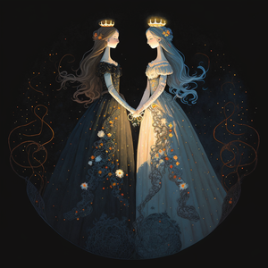 Queen artwork for girls, Queen of Day and Queen of Night in harmony