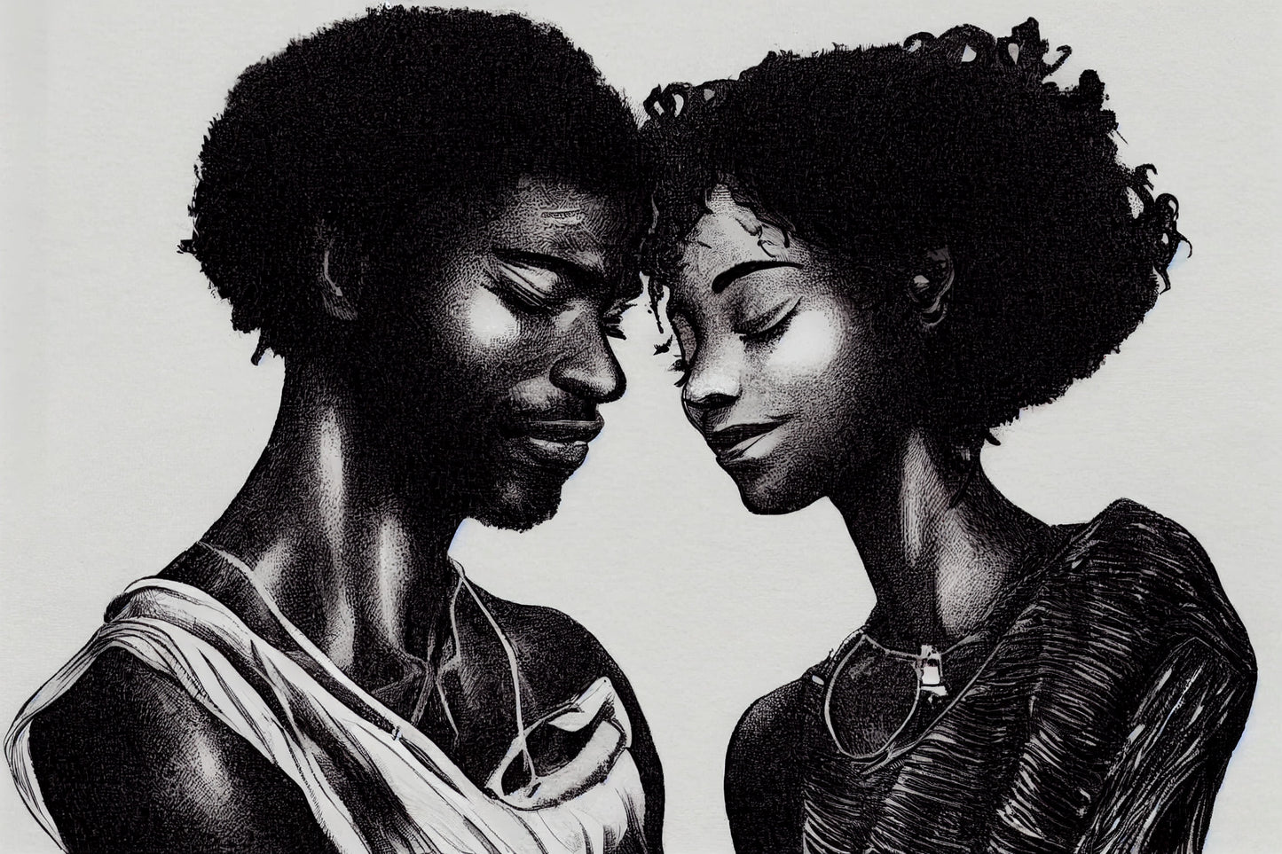 Tableau rencontre amoureuse d'un couple noire