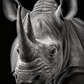 Tableau rhinocéros, photographie noir et blanc en gros plan, animal majestueux