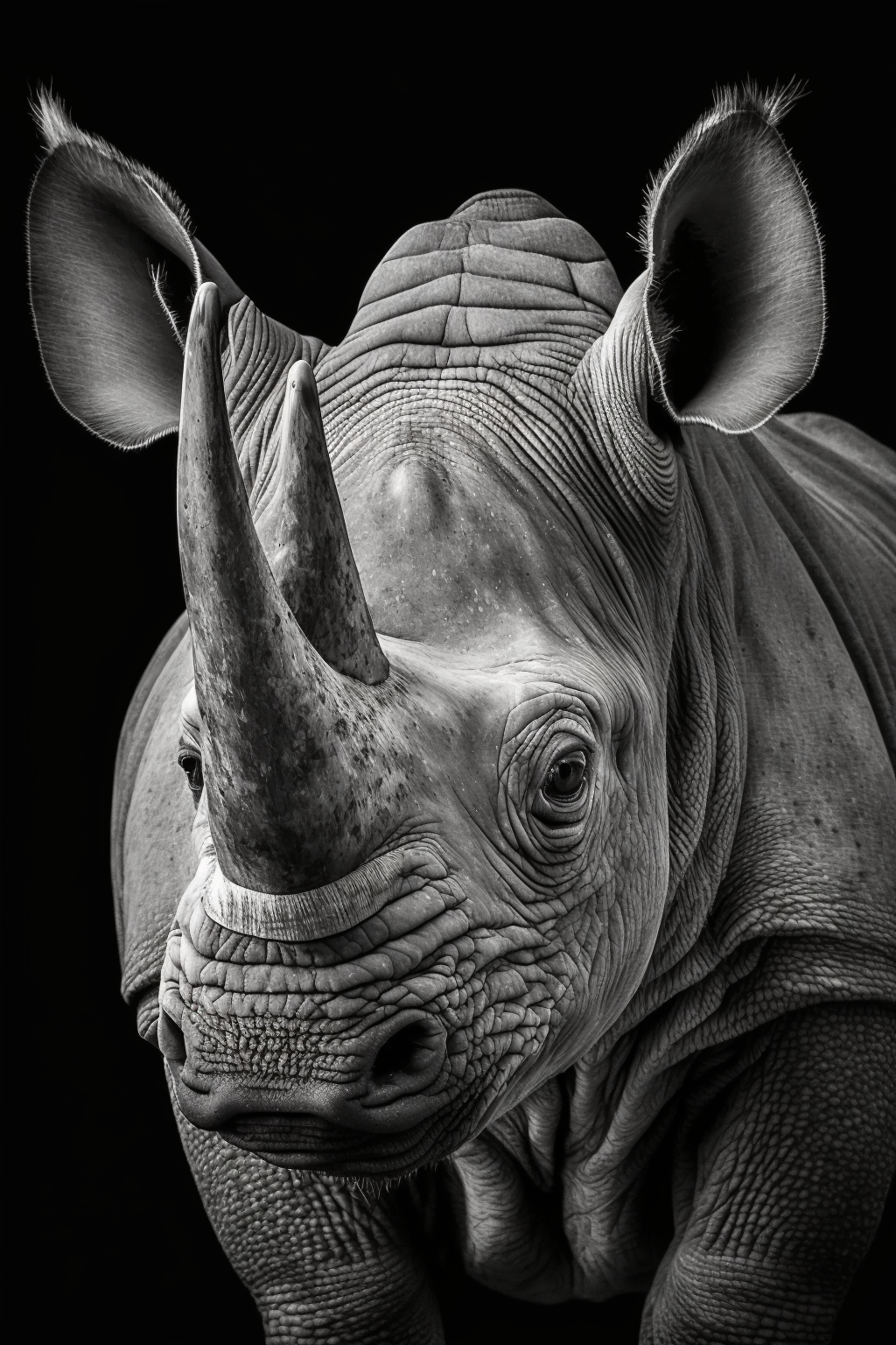 Black and White Rhino Canvas Wall Art – Majestic Rhinoceros Print