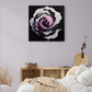 un tableau fleur rose décore une chambre adulte à l'ambiance naturelle et romantique 