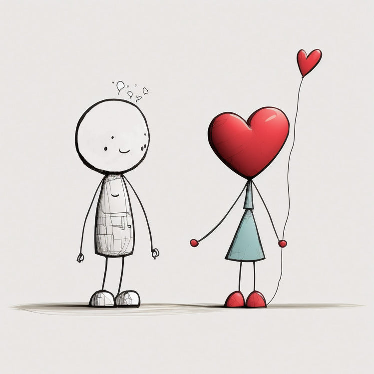 Tableau Saint Valentin, illustration d’un couple amoureux, la fille en forme de cœur