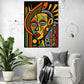 tableau coloré salon, Art ethnique africain, formes géométriques.