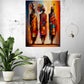 tableau vertical coloré, guerrières africaine couleurs chaudes et lumineuses