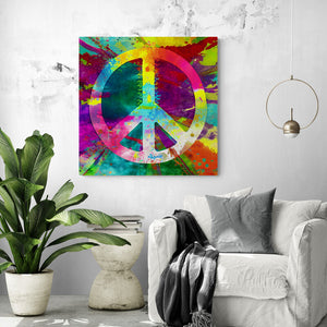 Colorful hippie peace and love wall art for living room