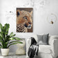 Tableau decoratif leopard dans salon en pointillisme, portrait
