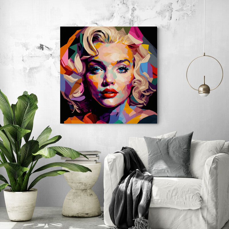 Tableau decoration salon pop art de Marilyn Monroe, haut en couleur