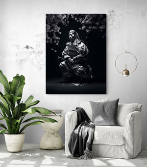 Elegant Japanese samurai decor, peaceful ambiance