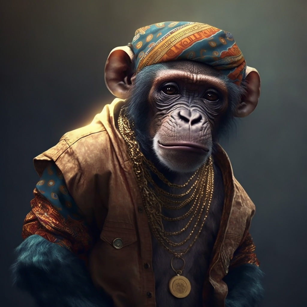 Original Hip-Hop Monkey Canvas Wall Art - Street-Chic Style