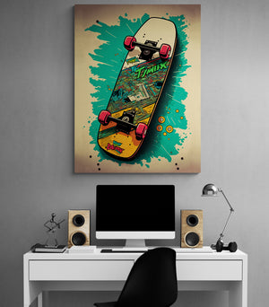 skateboard wall decor for teen room