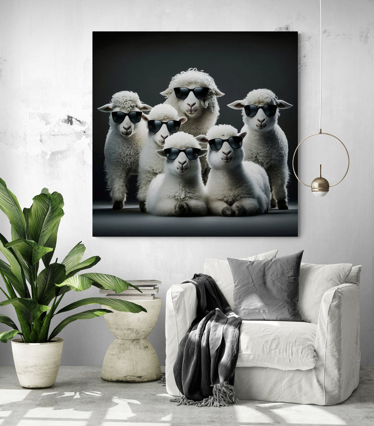 tableau salon avec groupe de mouton cool