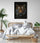 Tiger face wall decor for bedroom, softly lit on a black background, 8K photographic print