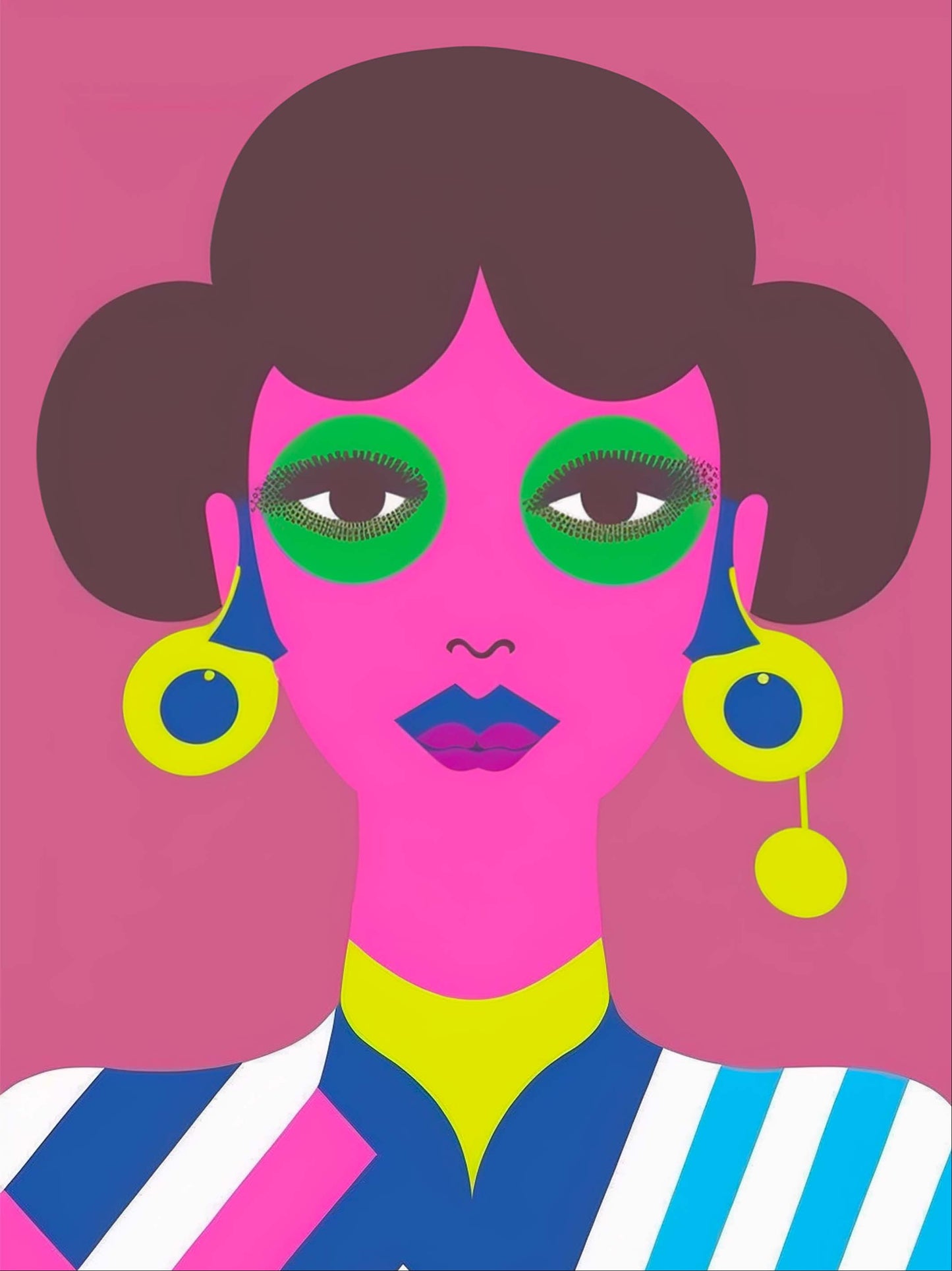 Tableau femme colorée, rétro, minimaliste
