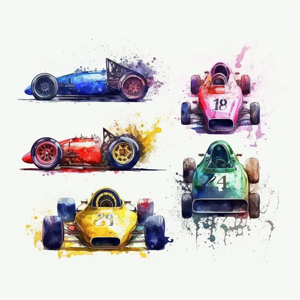 Tableau original Voitures de course - Aquarelle ludique